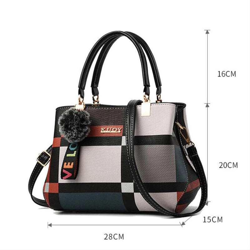 YOGODLNS Elegant Designer Women’s Handbag PU Leather Crossbody Shoulder Tote Bag with Fur Charm