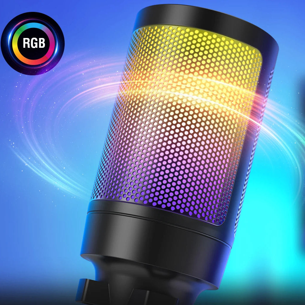 FIFINE Ampligame A6V USB Condenser Gaming Microphone with RGB, Pop Filter, Shock Mount for PC, PS5