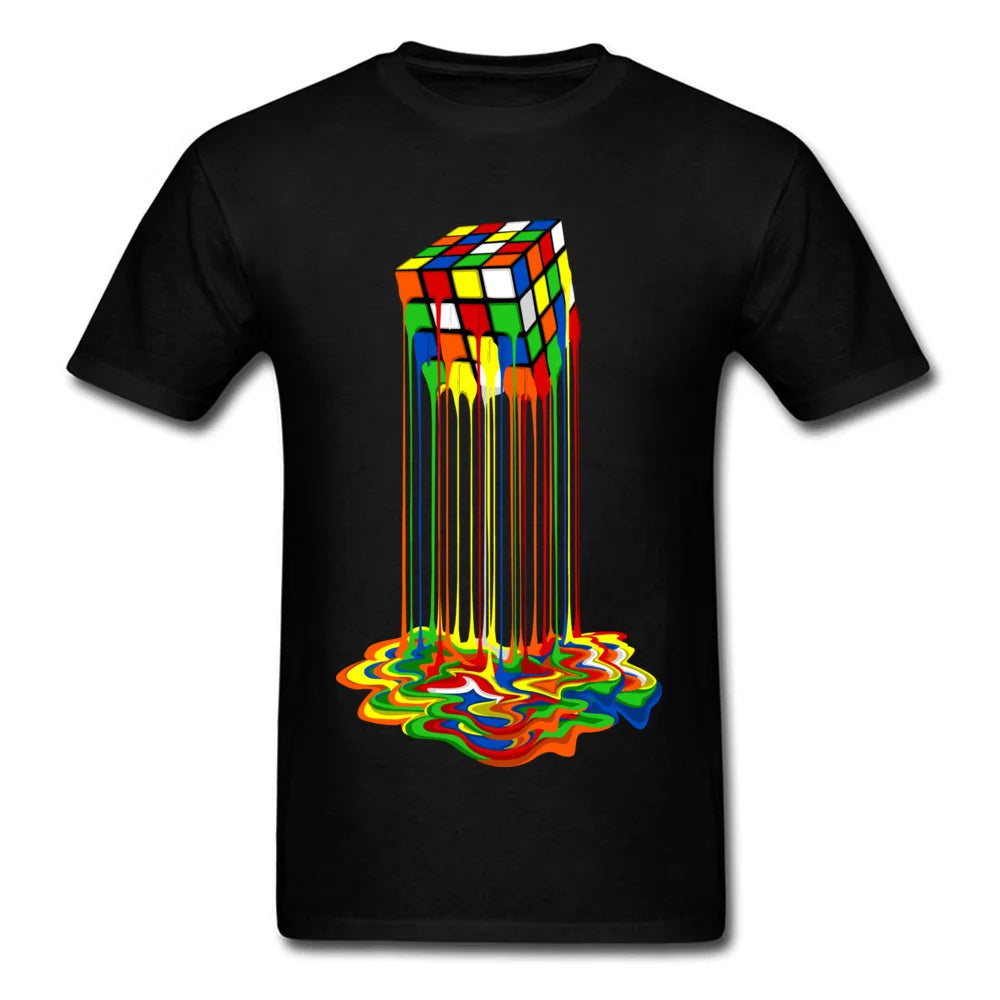 Rainbow Abstraction Melted Image Cotton T-Shirt for Men – Vibrant, Comfortable, and Stylish