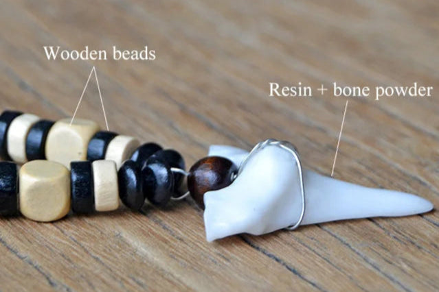 Handmade Maori Shark Tooth Pendant Necklace Tribal Resin Bone Powder Surfer Choker Unisex Adjustable
