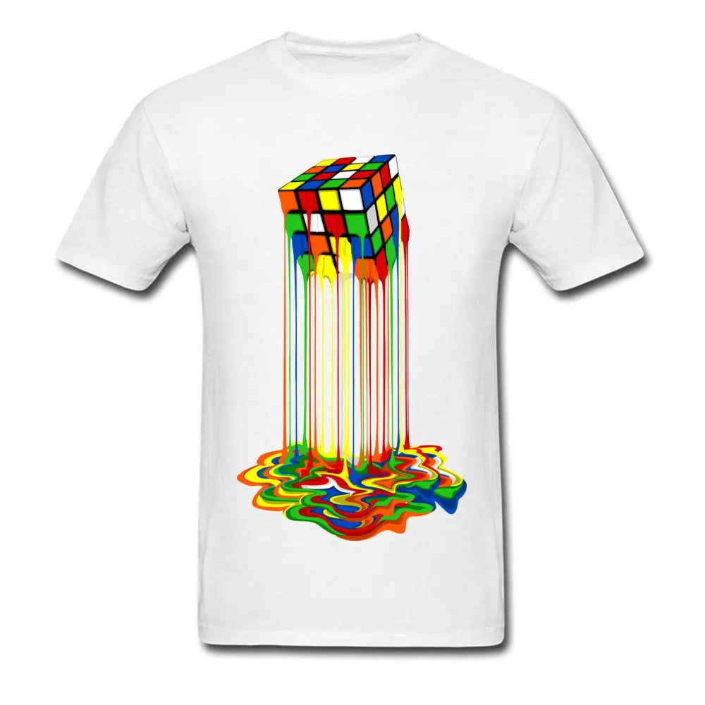 Rainbow Abstraction Melted Image Cotton T-Shirt for Men – Vibrant, Comfortable, and Stylish