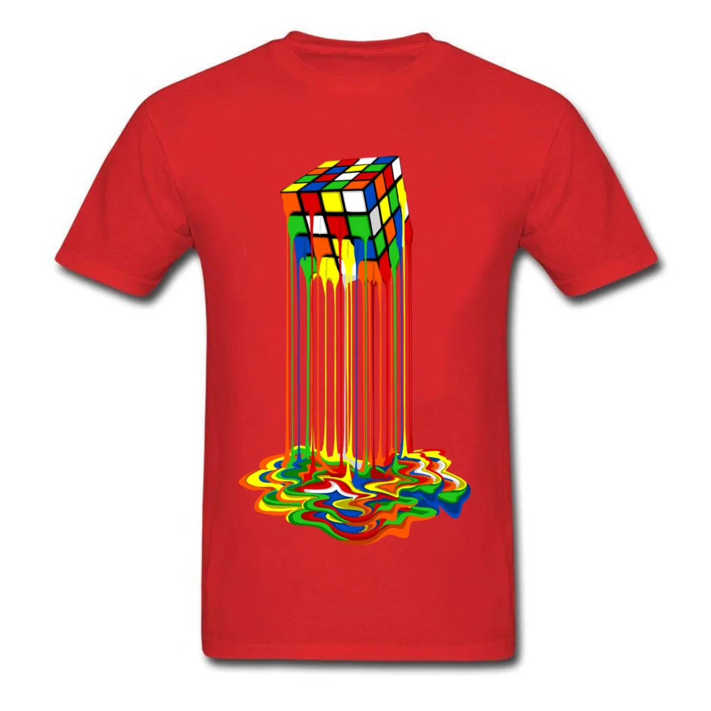 Rainbow Abstraction Melted Image Cotton T-Shirt for Men – Vibrant, Comfortable, and Stylish