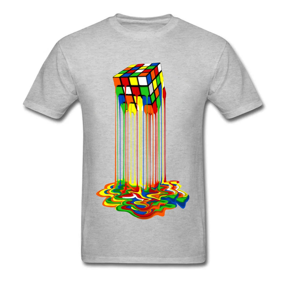 Rainbow Abstraction Melted Image Cotton T-Shirt for Men – Vibrant, Comfortable, and Stylish