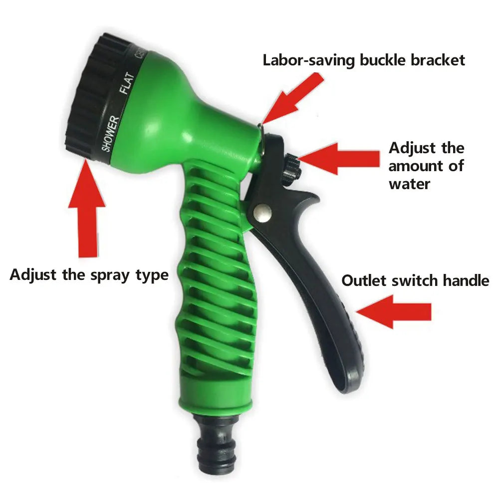 Expandable Garden Hose with Spray Gun & Foam Pot | Flexible Leakproof Hosepipe for Car Wash & Garden