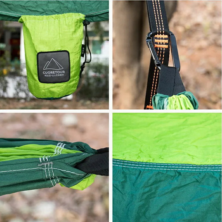 Portable Nylon Parachute Hammock Single & Double Sizes for Camping, Hiking, Travel and Outdoor Usage
