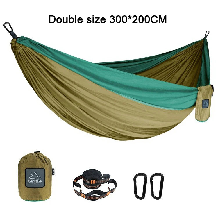 Portable Nylon Parachute Hammock Single & Double Sizes for Camping, Hiking, Travel and Outdoor Usage