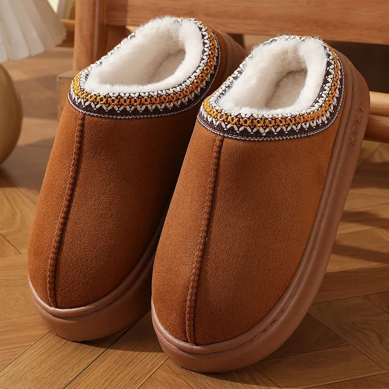 New Fluffy Platform Slippers for Women – Plush Warm Winter Cotton House Shoes