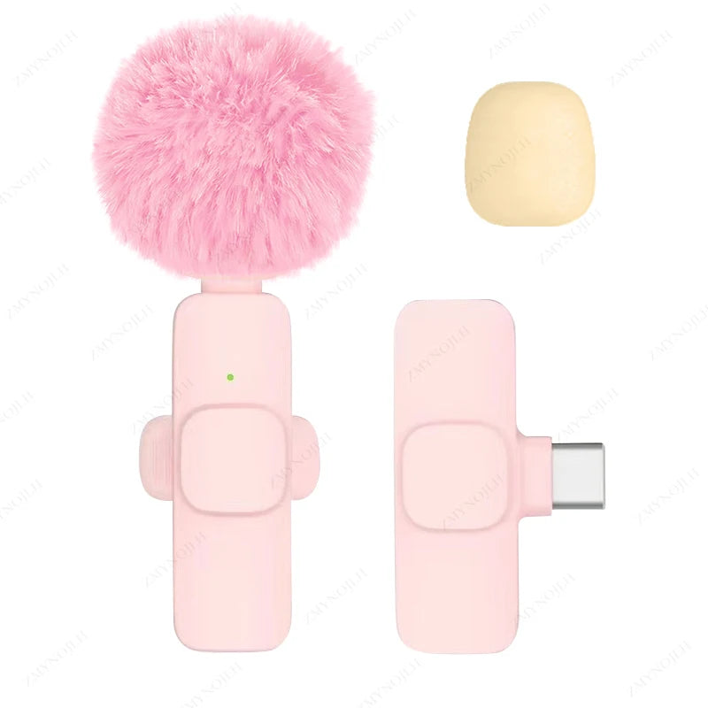 Wireless Lavalier Microphone Portable Mini Clip-On Mic for iPhone Android PC Camera Live Streaming