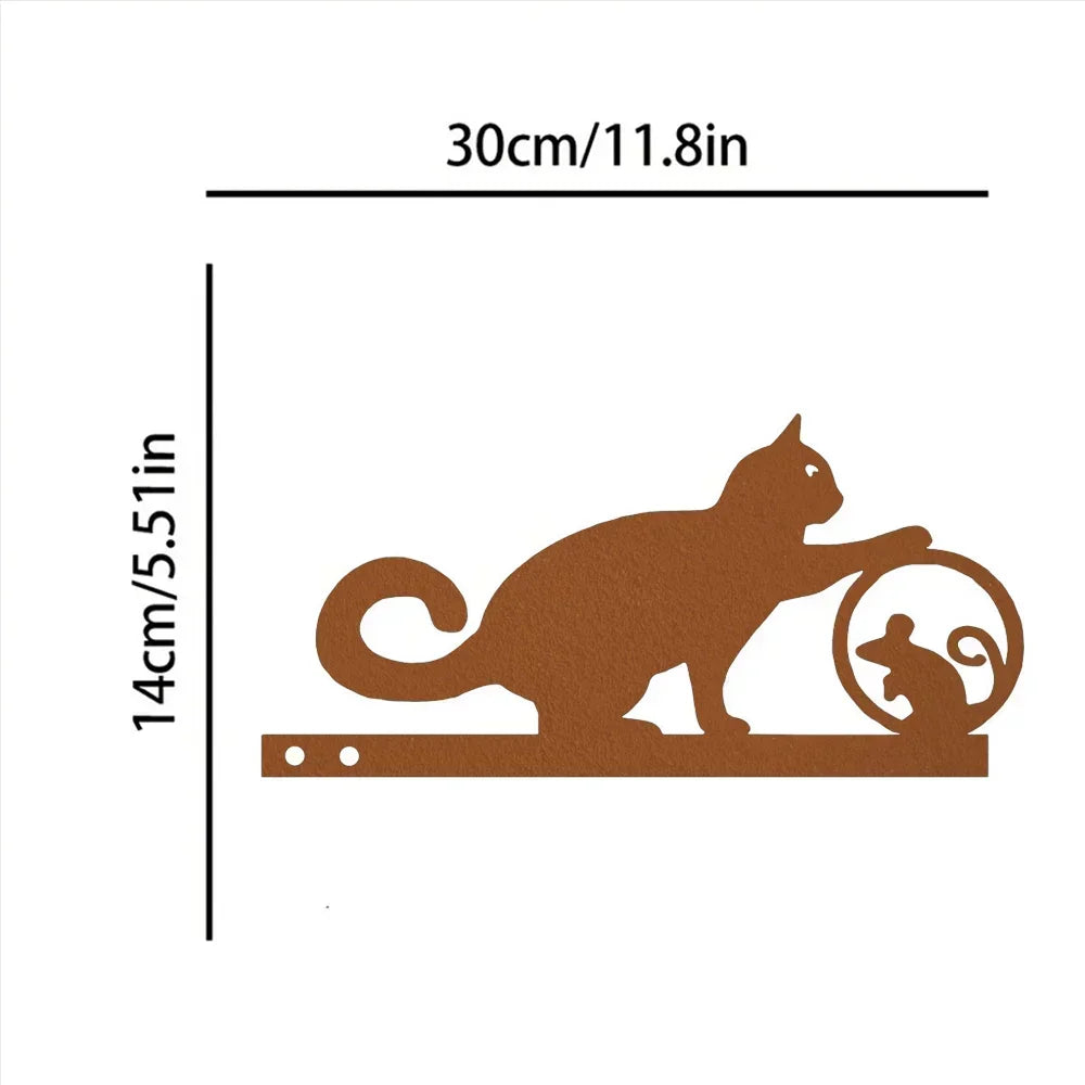 Exclusive Cute Cat Garden Silhouette – Tiki-Inspired Cat Family Garden Stakes Outdoor Decor Statues
