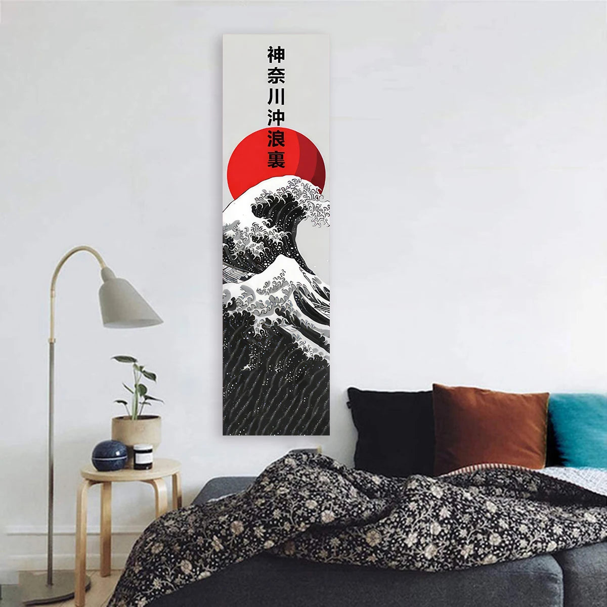 Japanese Ocean Waves Tapestry Red Sun Scenic Wall Hanging Home Bedroom Living Room Decoration