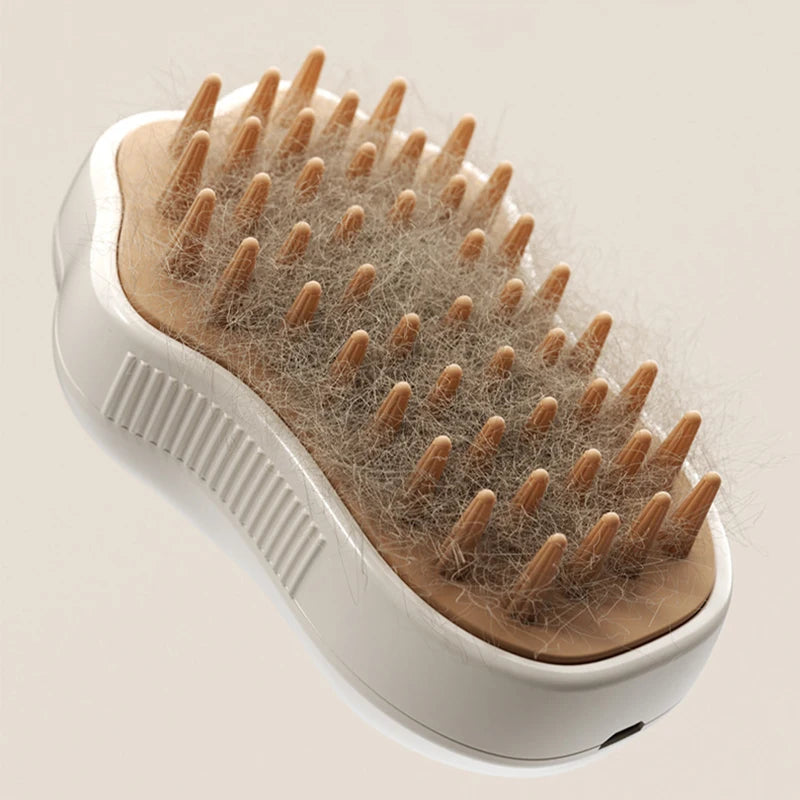 PAWSTRIP 3-in-1 Pet Grooming Brush with Steam Spray, Massage Comb & Loose Hair Removal Tool