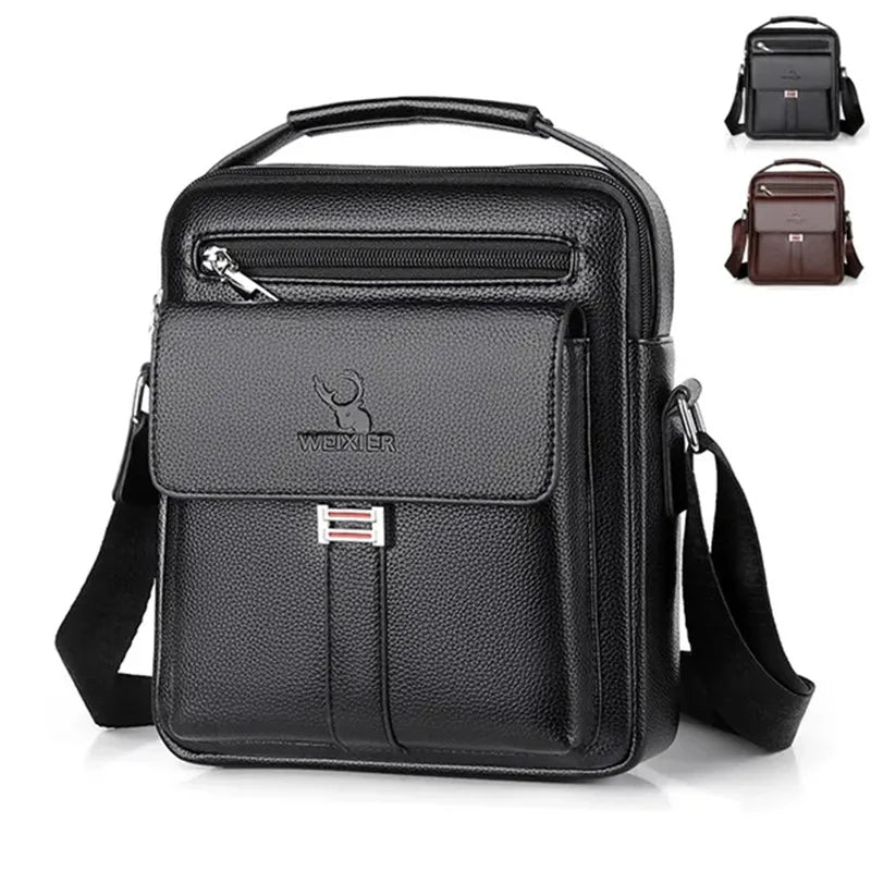MEN'S VINTAGE PU LEATHER CROSSBODY BAG Waterproof Large Capacity Messenger Shoulder Handbag