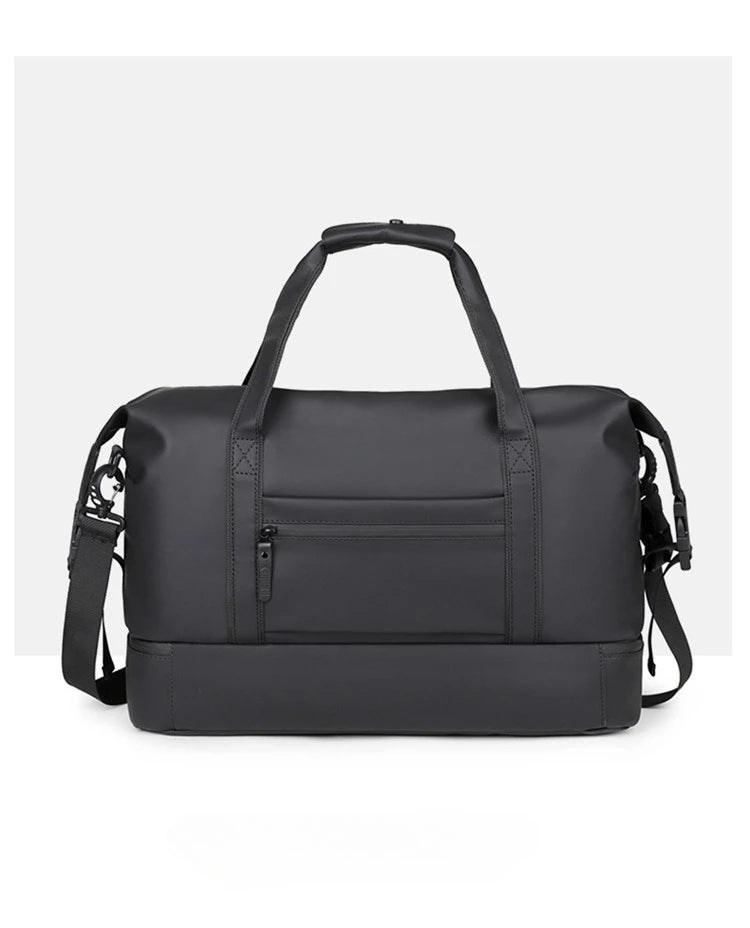 Men's Large Capacity Travel Bag Waterproof PU Leather Duffle Gym Shoulder Handbag