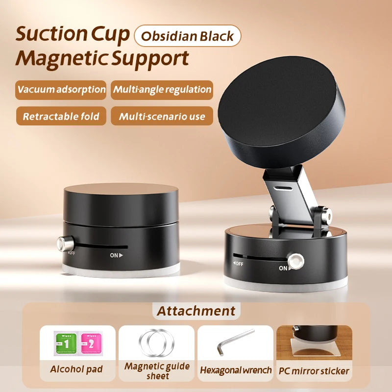 Foldable Magnetic Phone Holder Mini Vacuum Double-Sided Suction Cup Stand for all Smartphones