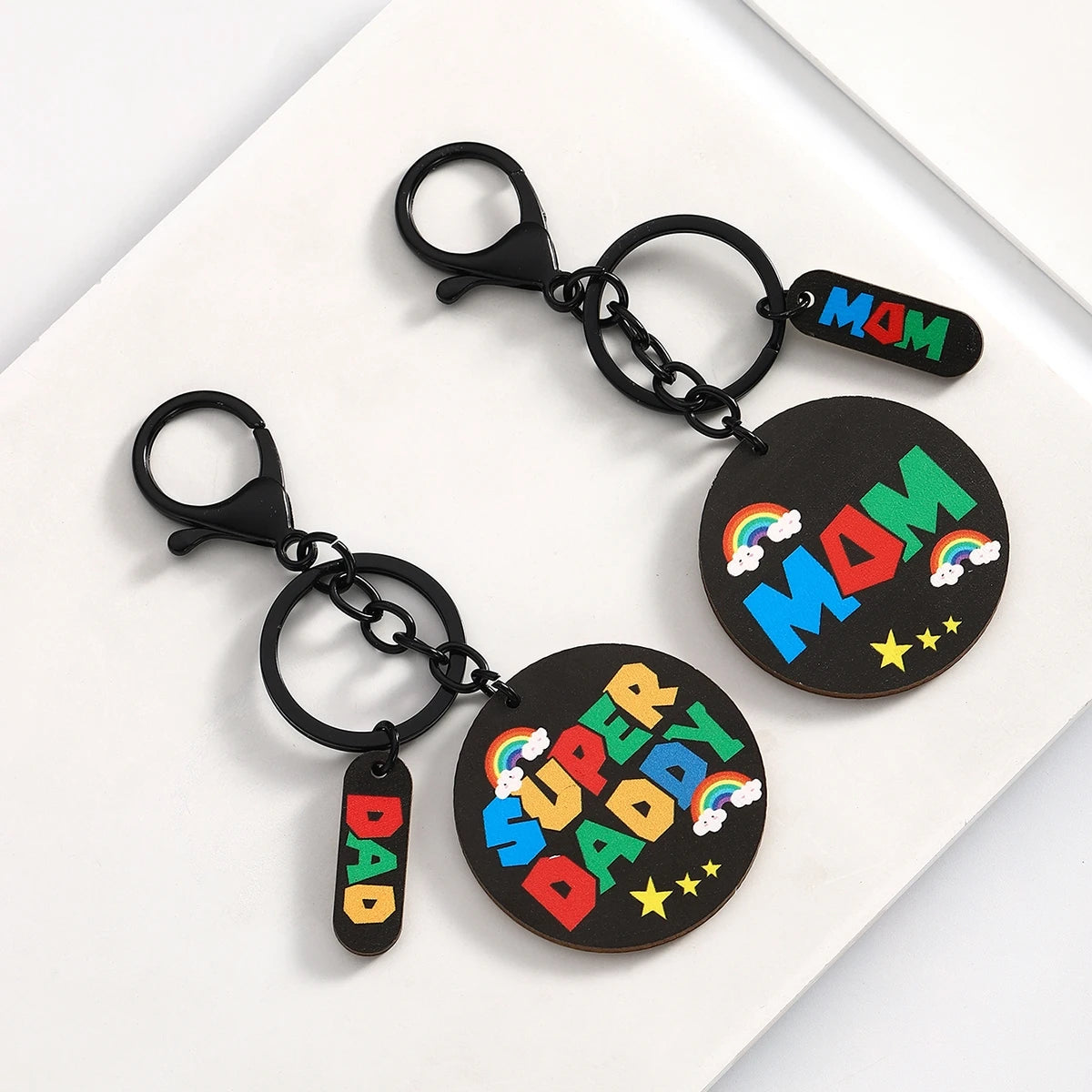 Mom and Super Daddy Keychain – Gift from Daughter or Son for Parents