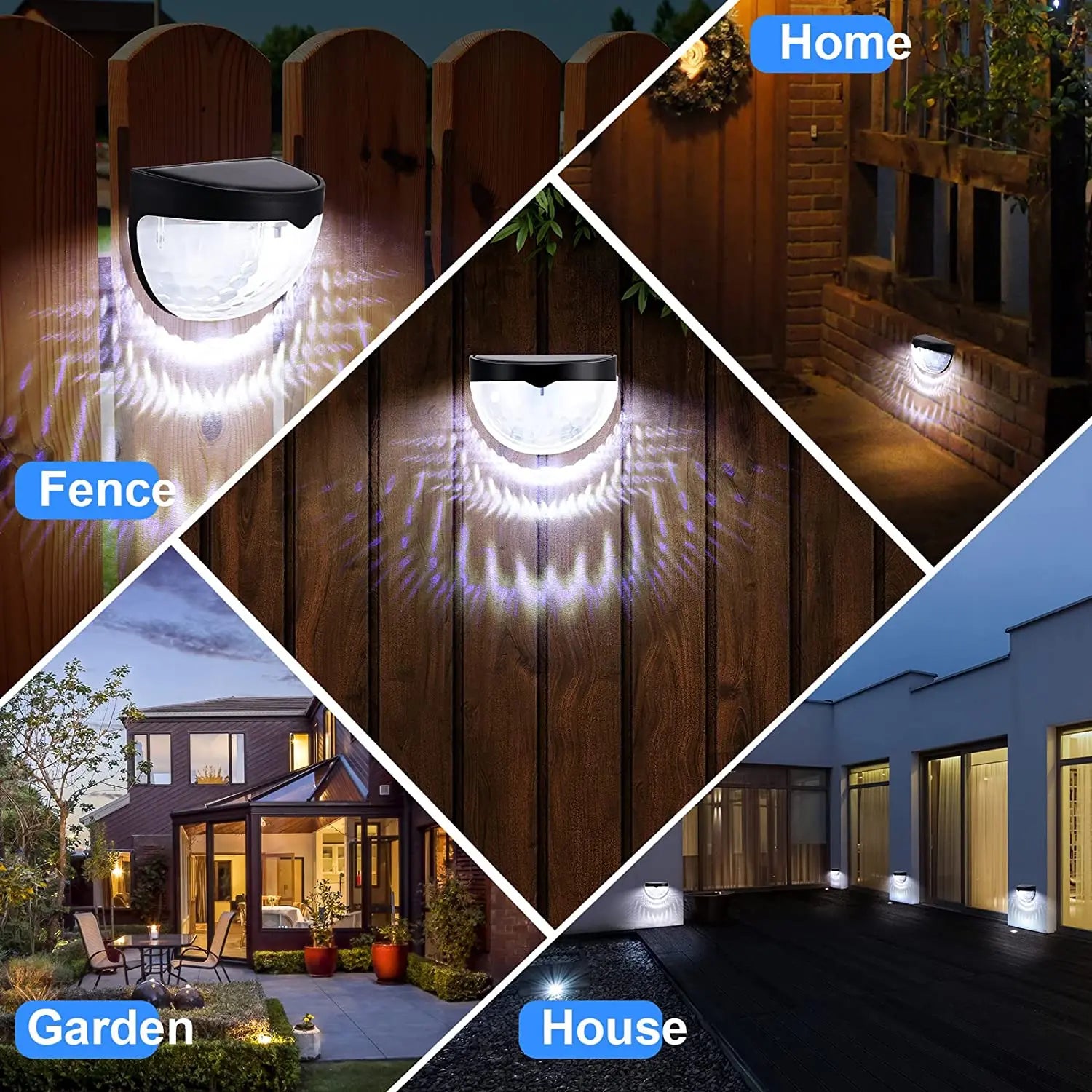 SHUSTAR LED Solar Fence Lights Outdoor Waterproof Wall Lamps for Garden Terrace Path Decoration