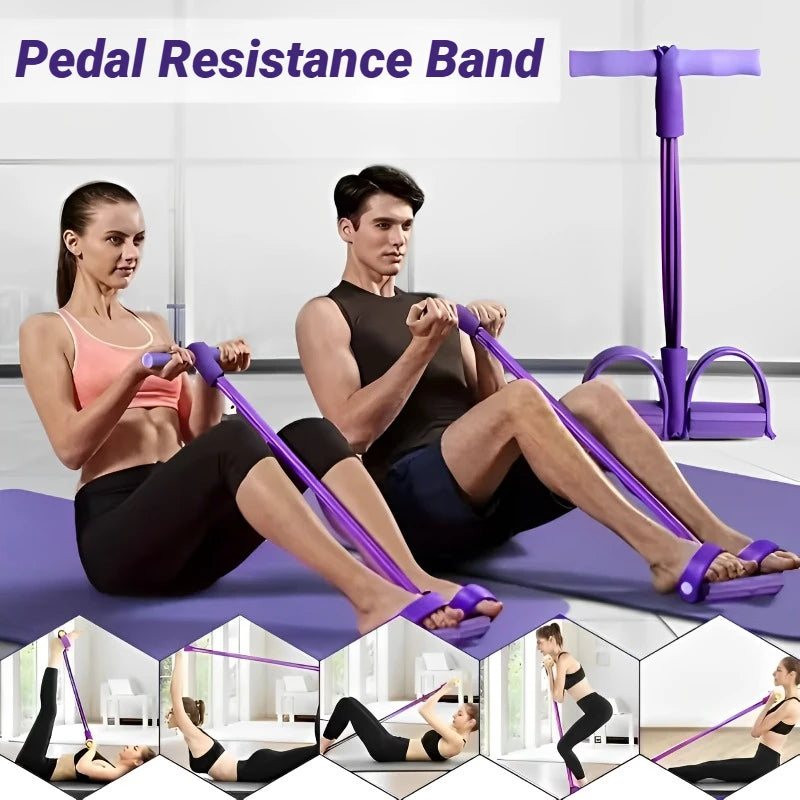 Four-Tube Pedal Tensioner Multi-Functional Fitness Equipment Yoga Elastic Band Home Gym Trainer