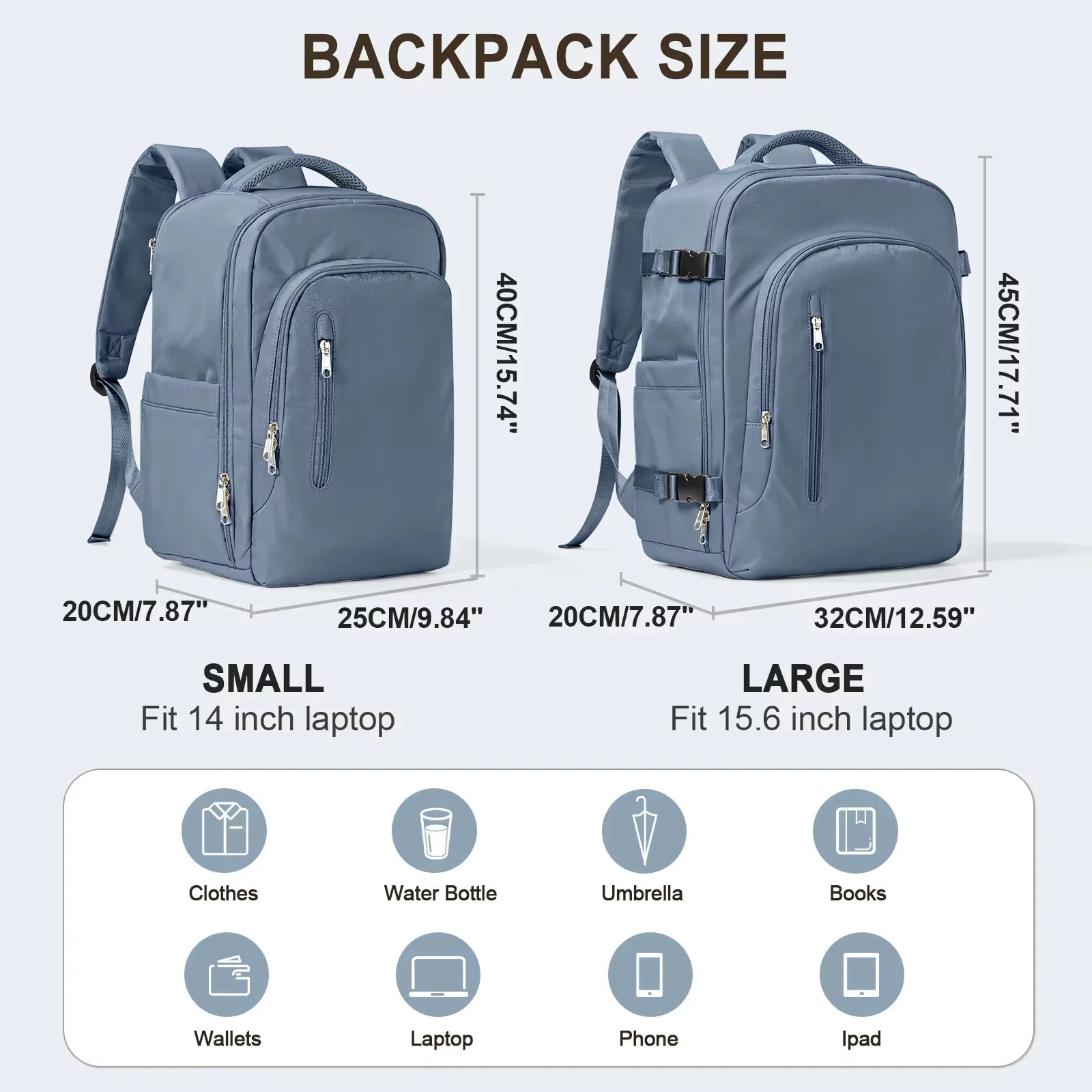 Laptop Travel Backpack Women Men Aircraft Carry-On 45x36x20 and 40x20x25 underseat bag requirements