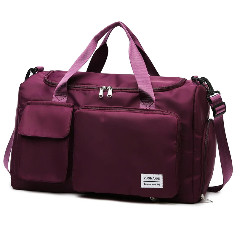Carry on travel bag large capacity weekender overnight duffle with shoe compartment for women