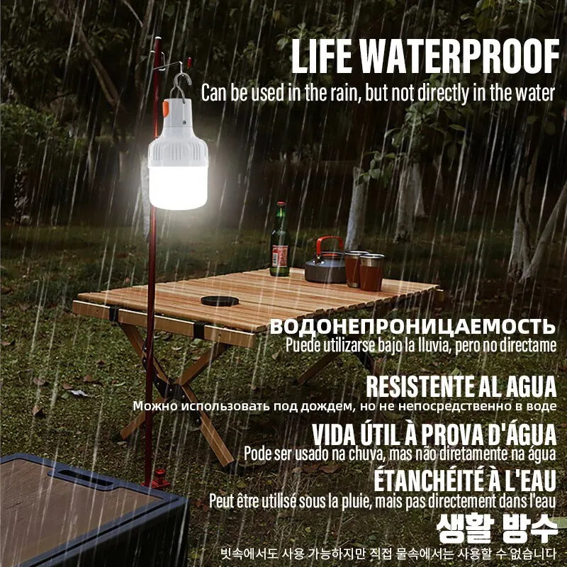 Outdoor USB Rechargeable LED Lamp Bulbs High Brightness Waterproof Emergency Camping Lantern