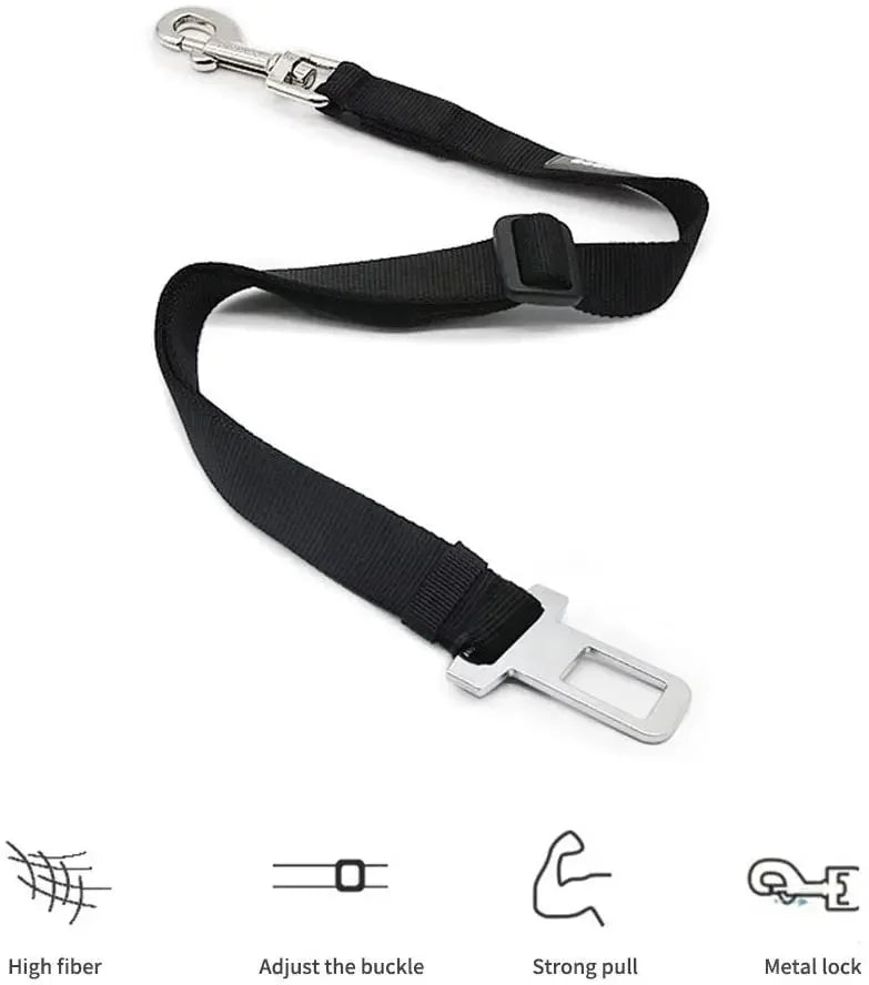 Adjustable Pet Car Seat Belt for Dogs & Cats, Safety Harness Lead Clip Vehicle Seatbelt