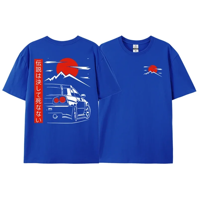 Japanese JDM GTR R34 Racing T-Shirt – Oversized Streetwear Tee for Men | 100% Cotton Back Print