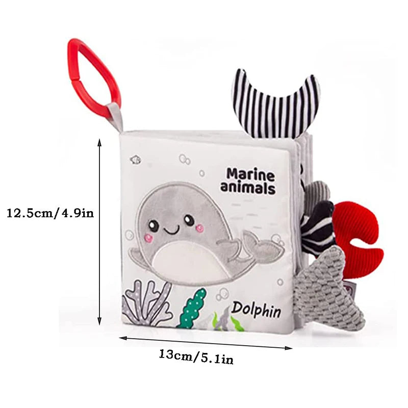 QWZ Soft Baby Cloth Books 3D Touch Feel High Contrast Sensory Stroller Toy for Newborns & Infants