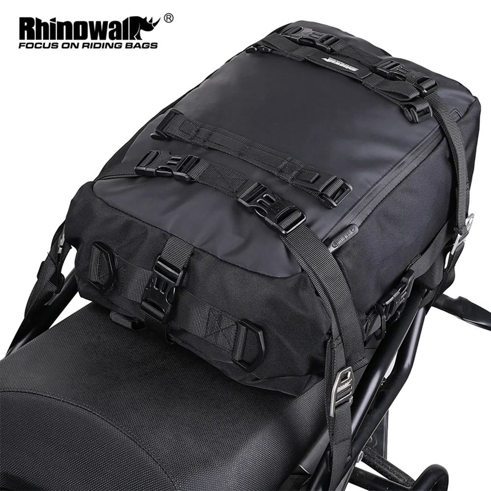 RHINOWALK Motorcycle Back Seat Bag – 10/20/30L Waterproof Saddle Bag, Multifunctional Backpack