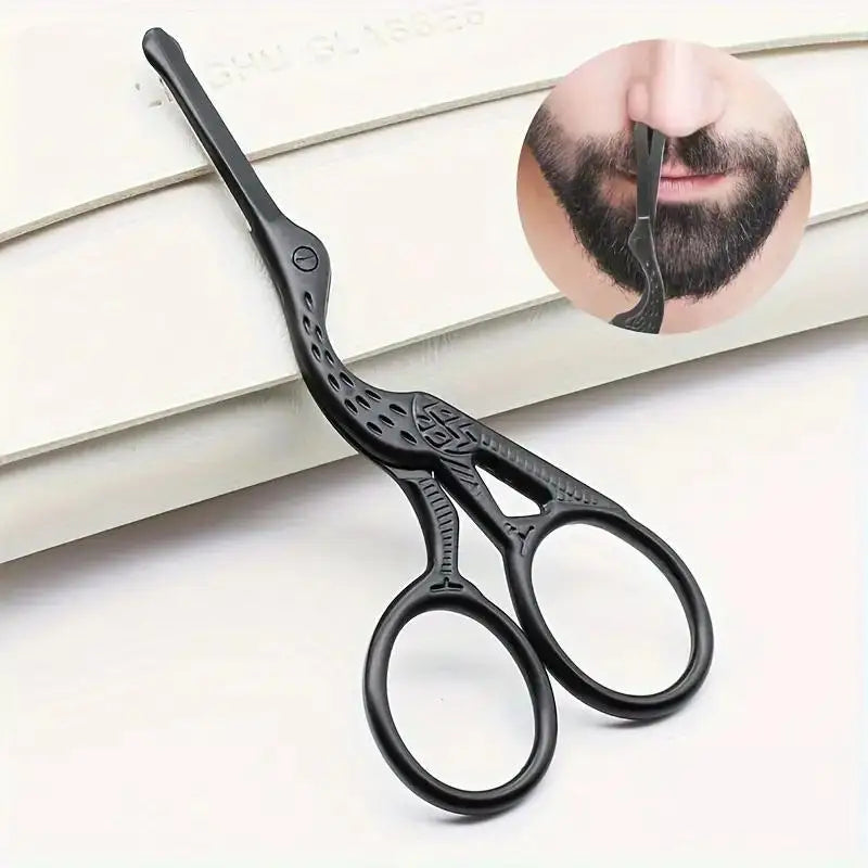Round Head Stainless Steel Nose Hair Scissors | Stork-Type Grooming Scissors