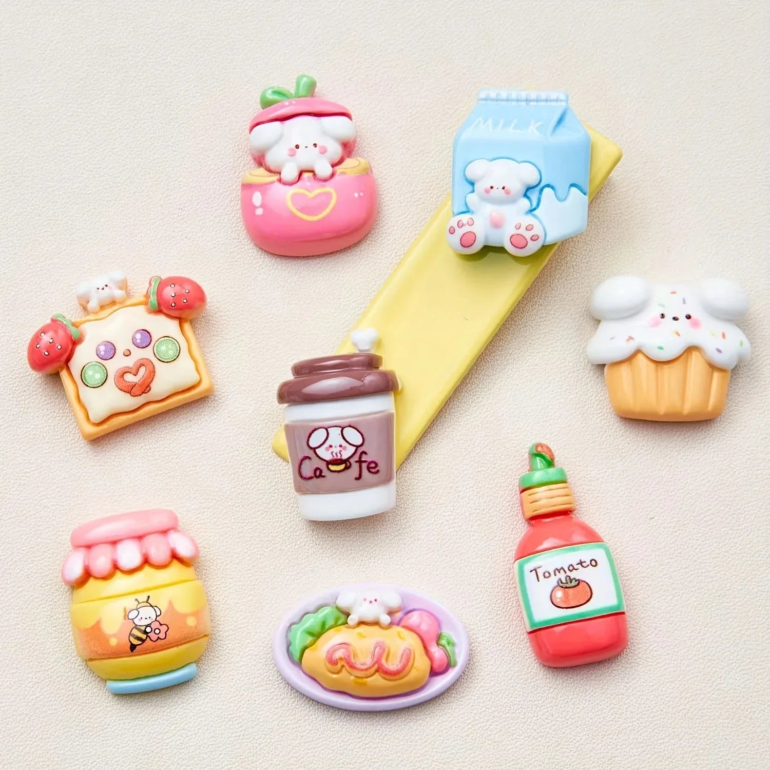 Kawaii Cartoon 8 Pcs Food Refrigerator Magnets, Cute Decorative Fridge Magnets for Home & Office