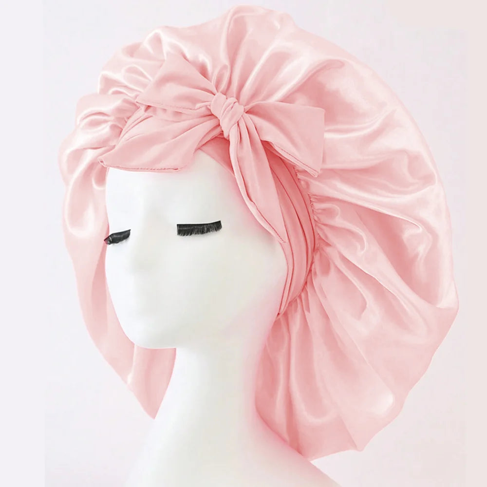 ADJUSTABLE SATIN SILK BONNET FOR SLEEPING | Unisex Hair Protection with Tie Band – 16 Colours