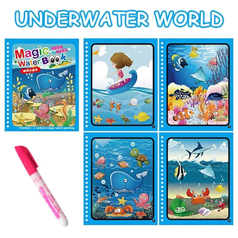 MAGICAL BOOK Reusable Water Drawing Montessori Toy Kids Sensory Colouring Book Early Education Gift
