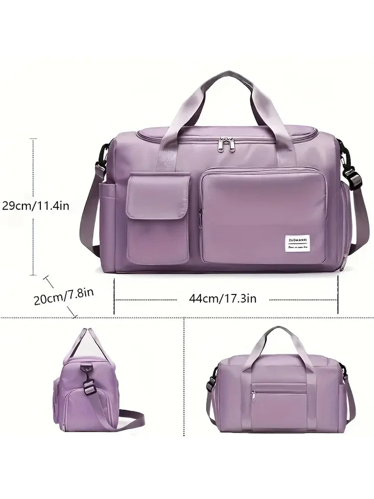 Carry on travel bag large capacity weekender overnight duffle with shoe compartment for women