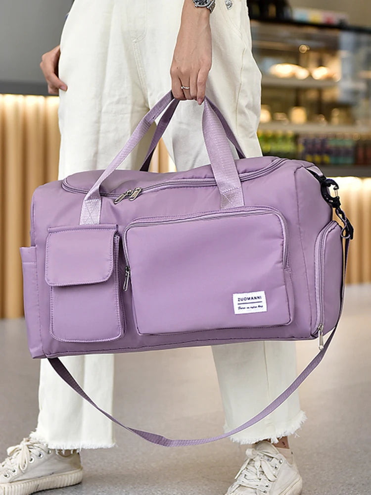 Carry on travel bag large capacity weekender overnight duffle with shoe compartment for women