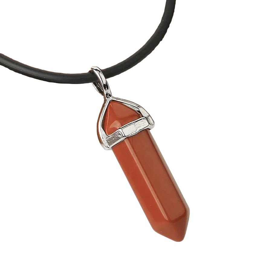 Natural Gemstone Hexagonal Bullet Necklace Quartz Crystal Pendant Chakra Healing Reiki Jewellery