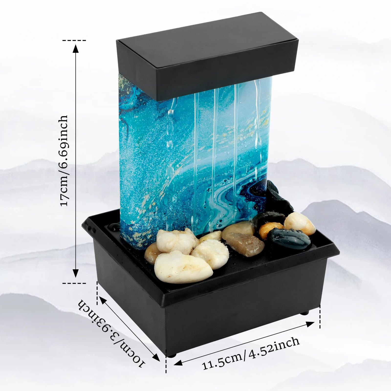 Tabletop Waterfall Desktop Fountain with Soft Lights Flowing Water Relaxation Meditation Gift