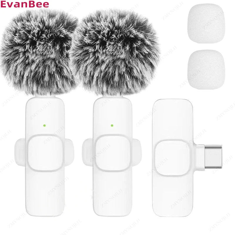 Wireless Lavalier Microphone Portable Mini Clip-On Mic for iPhone Android PC Camera Live Streaming