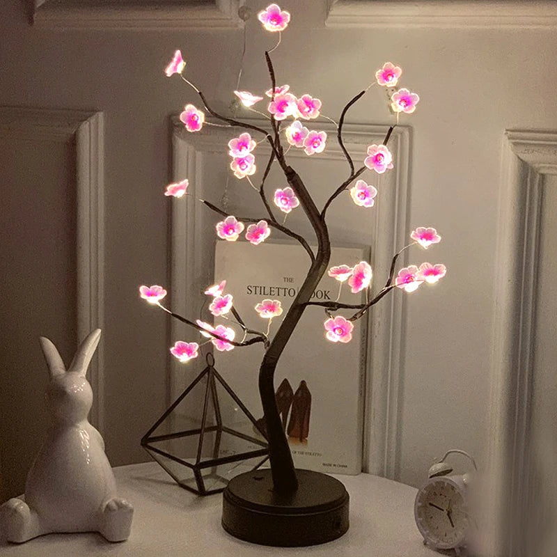 LED ROSE LEAF TABLE LAMP USB Fairy Night Light Christmas Home Party Wedding Decoration