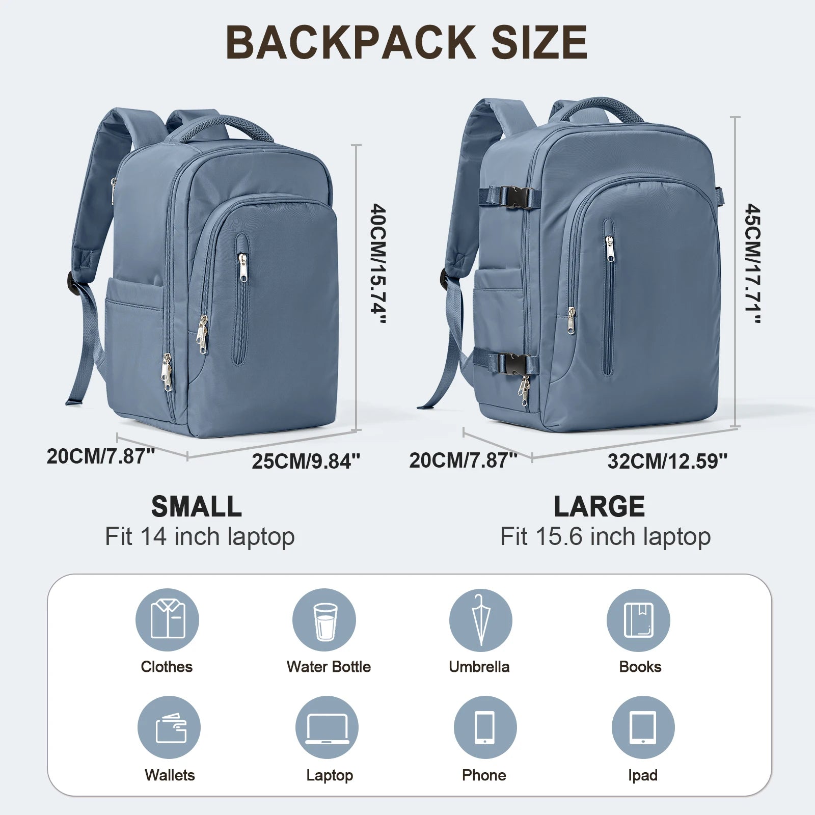 Laptop Travel Backpack Women Men Aircraft Carry-On 45x36x20 and 40x20x25 underseat bag requirements