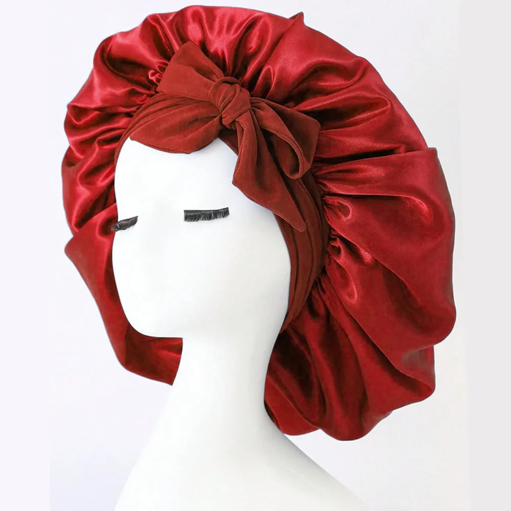 ADJUSTABLE SATIN SILK BONNET FOR SLEEPING | Unisex Hair Protection with Tie Band – 16 Colours