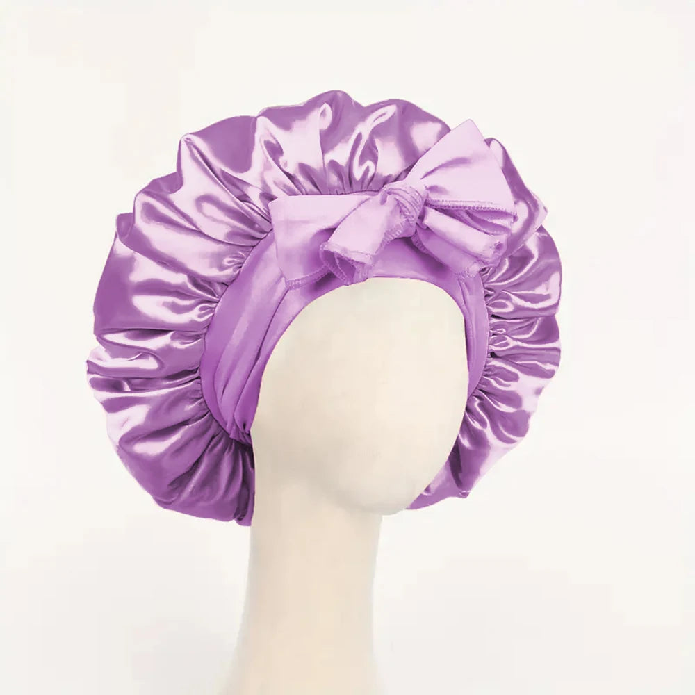 ADJUSTABLE SATIN SILK BONNET FOR SLEEPING | Unisex Hair Protection with Tie Band – 16 Colours