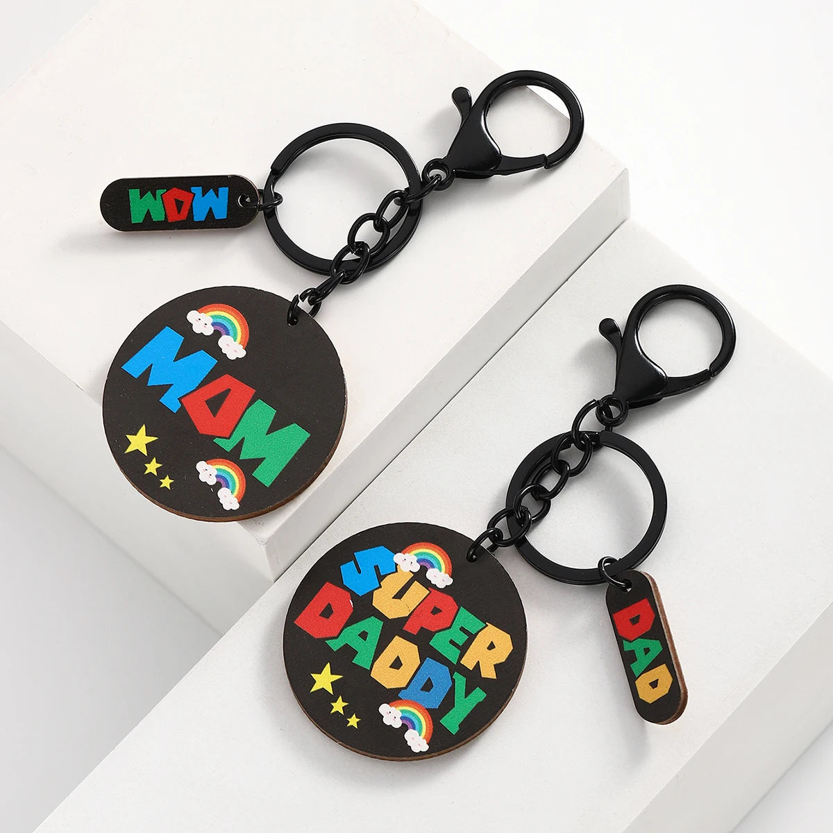 Mom and Super Daddy Keychain – Gift from Daughter or Son for Parents