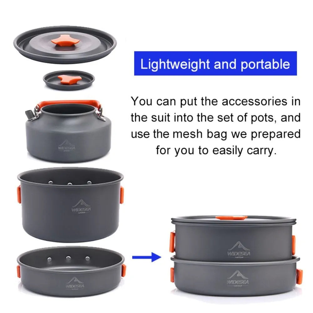 Widesea Camping Cookware Set | Lightweight Outdoor Pots & Tableware Kit