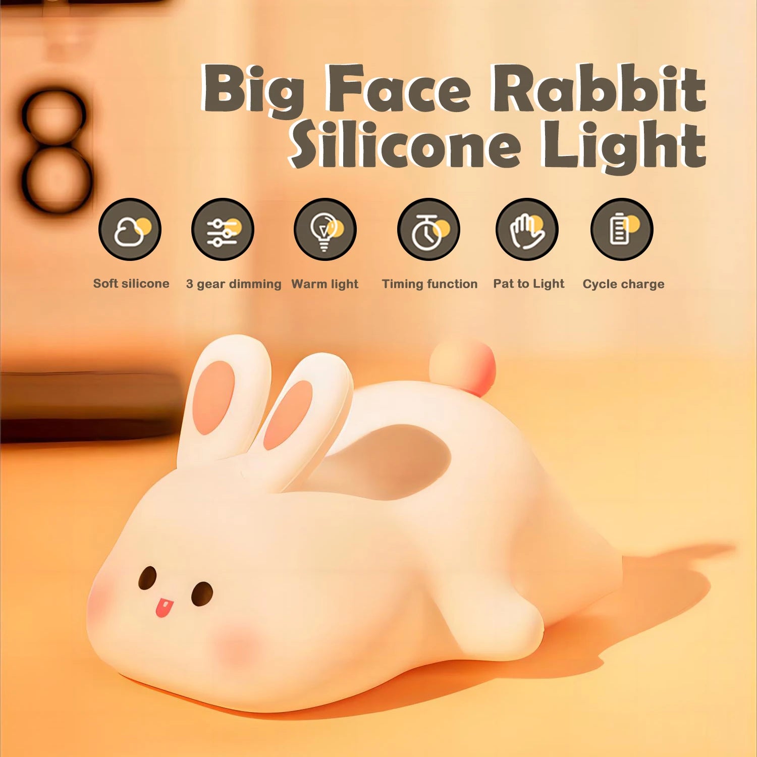 Cute Silicone Squishy Night Lamp Fox Rabbit Dimmable LED Nursery Bedside Touch Sensor Light