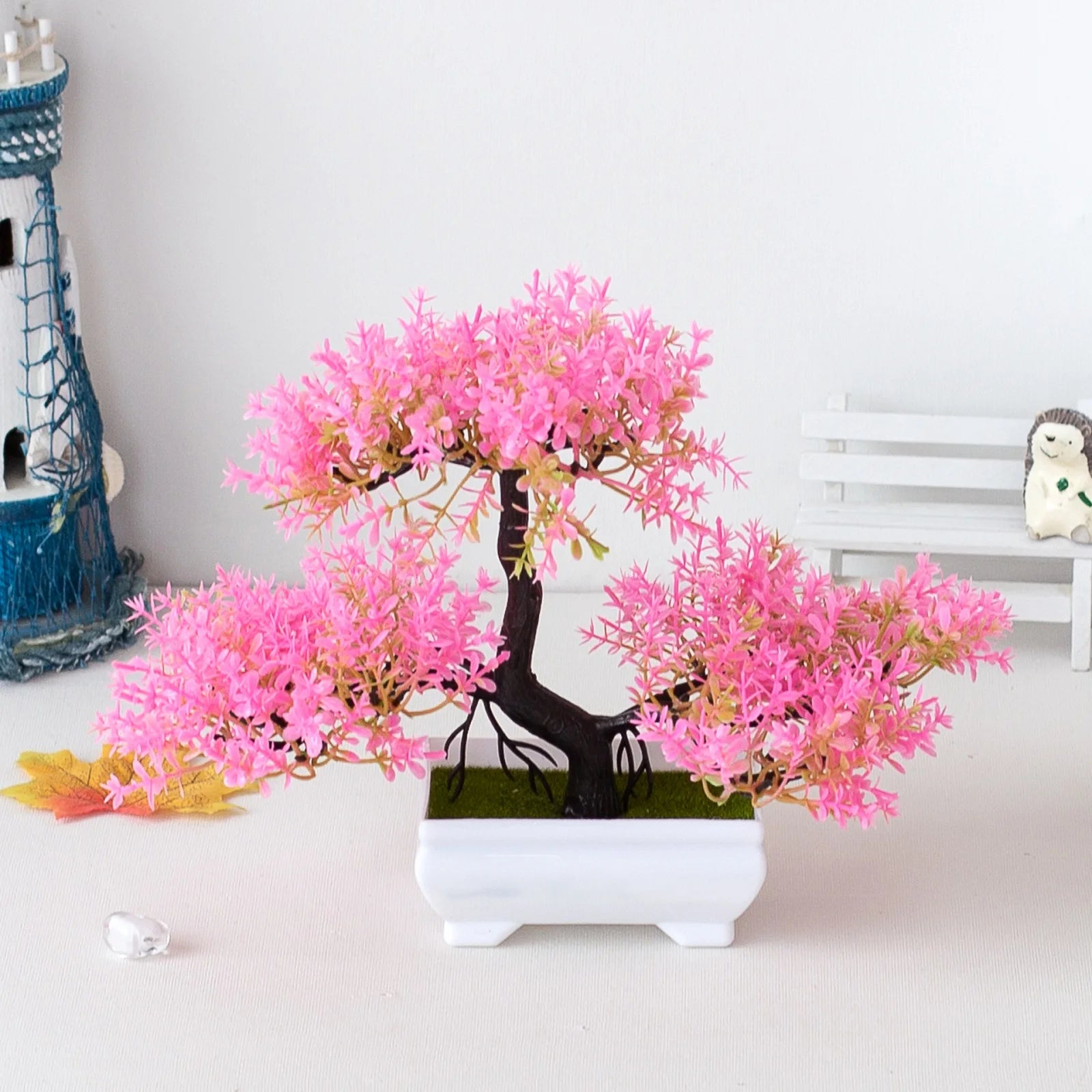 Artificial Bonsai Tree Pot Fake Plant Flowers Potted Ornament for Home and Office Garden Decor