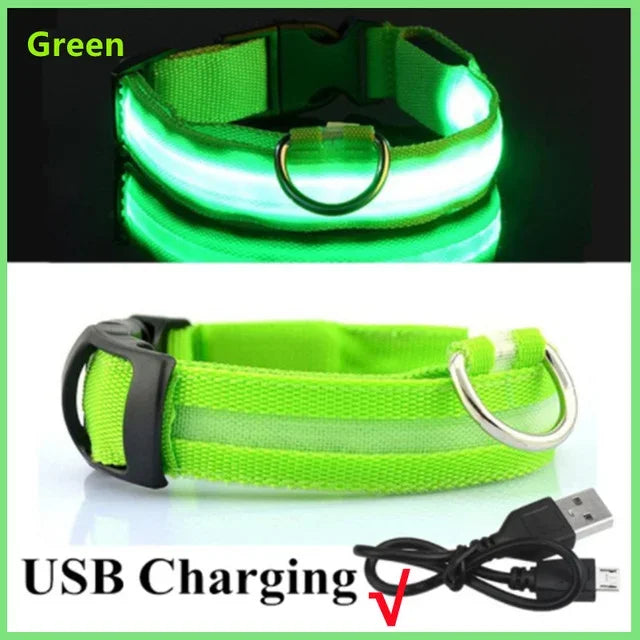 LED GLOWING DOG COLLAR Adjustable Rechargeable Flashing Luminous Night Safety Harness for Dogs