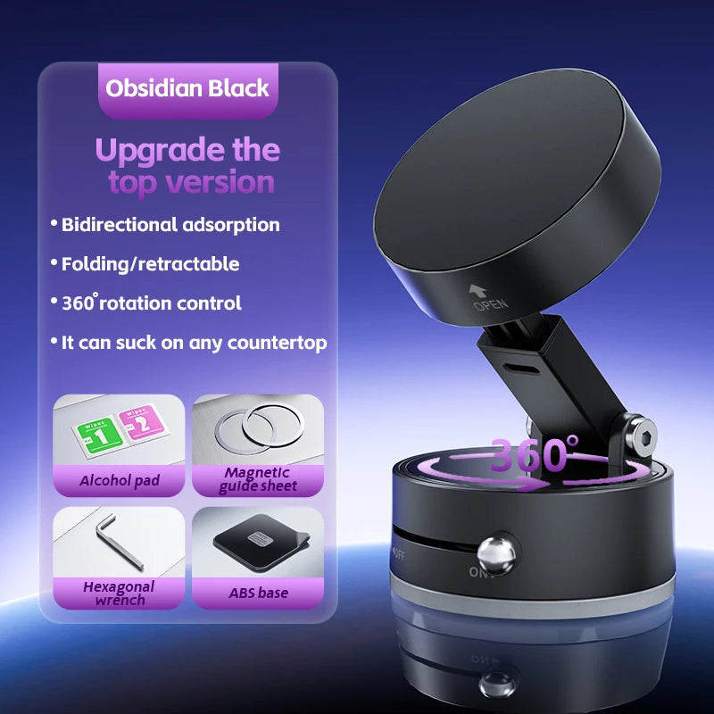 Foldable Magnetic Phone Holder Mini Vacuum Double-Sided Suction Cup Stand for all Smartphones