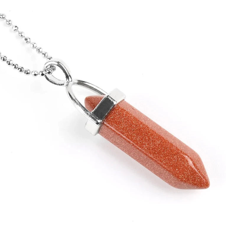 Natural Gemstone Hexagonal Bullet Necklace Quartz Crystal Pendant Chakra Healing Reiki Jewellery