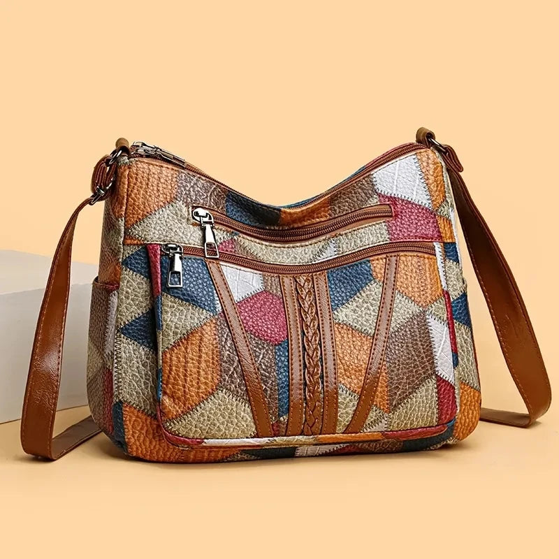 YOGODLNS Women's Elegant Vintage Crossbody Bag Fashion Multi-pocket Shoulder Handbag Retro Tote