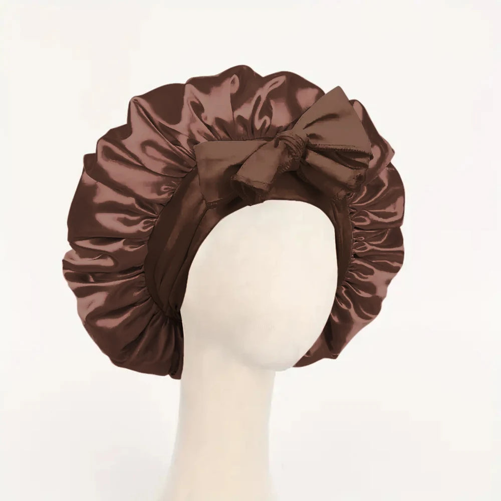ADJUSTABLE SATIN SILK BONNET FOR SLEEPING | Unisex Hair Protection with Tie Band – 16 Colours